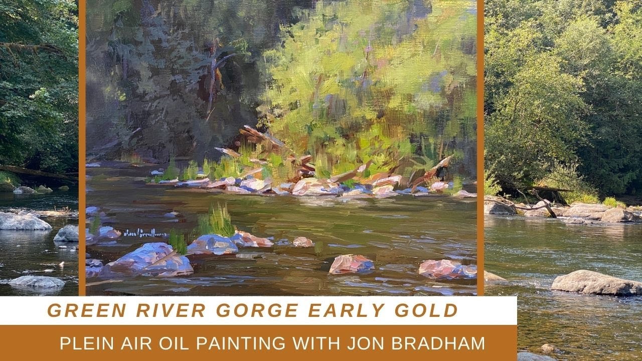 LAYERING TREES IN SUN AND SHADE plein air oil painting in the Green River Gorge Washington with Jon