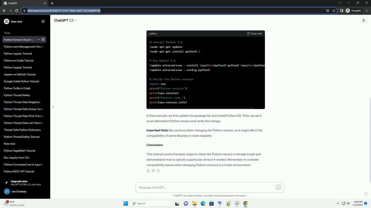 python version check colab