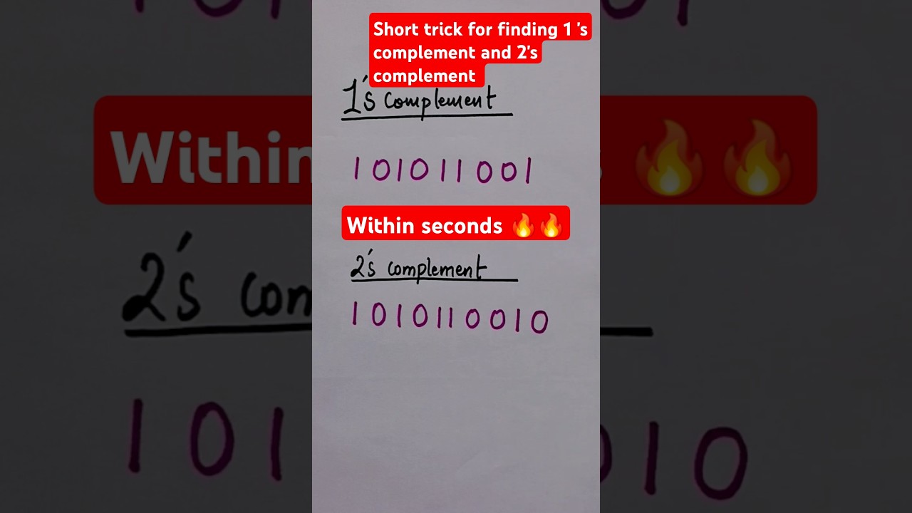 short trick for 1 's and 2's complement#cse#digitalelectronics#computerscience#ece#gate#numbersystem