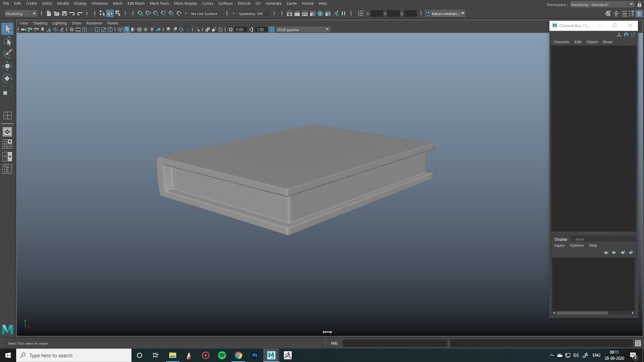 Modelling  a 3D book in  AutoDesk Maya - Tutorial for beginers. Part 1