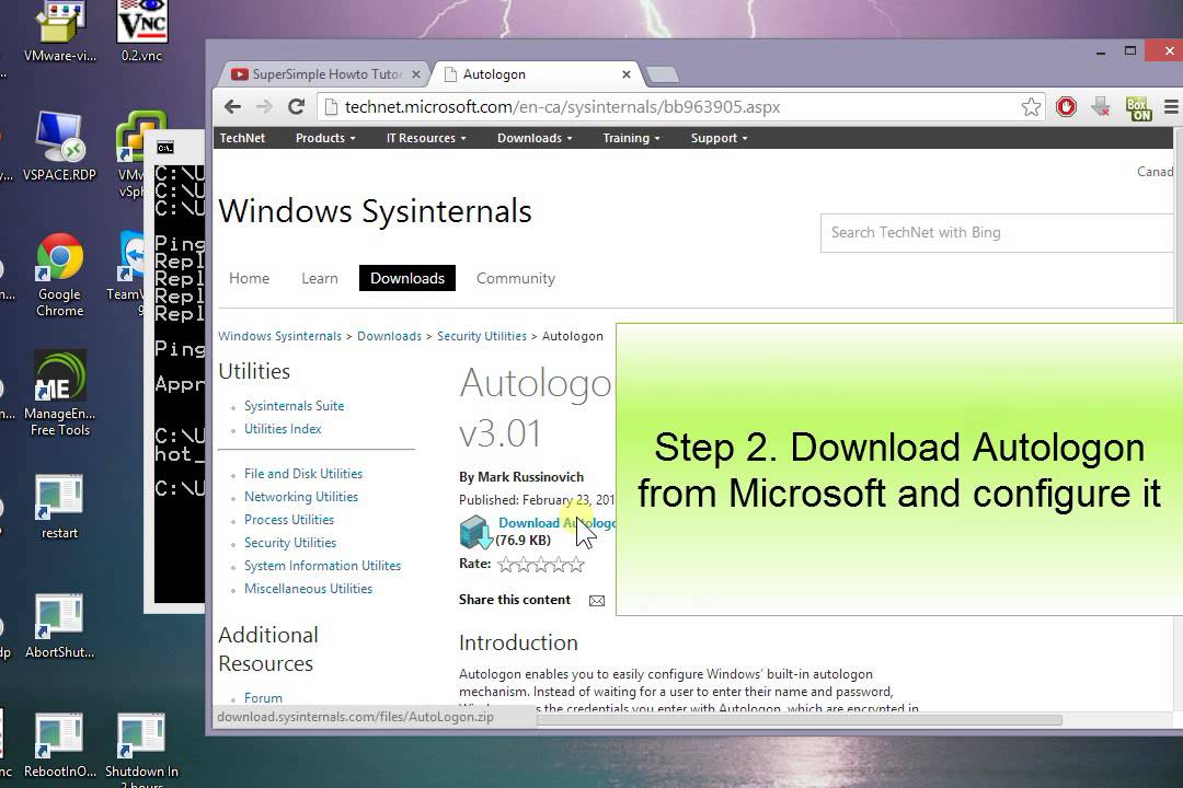 How to enable Auto Login logon windows 8 7 10