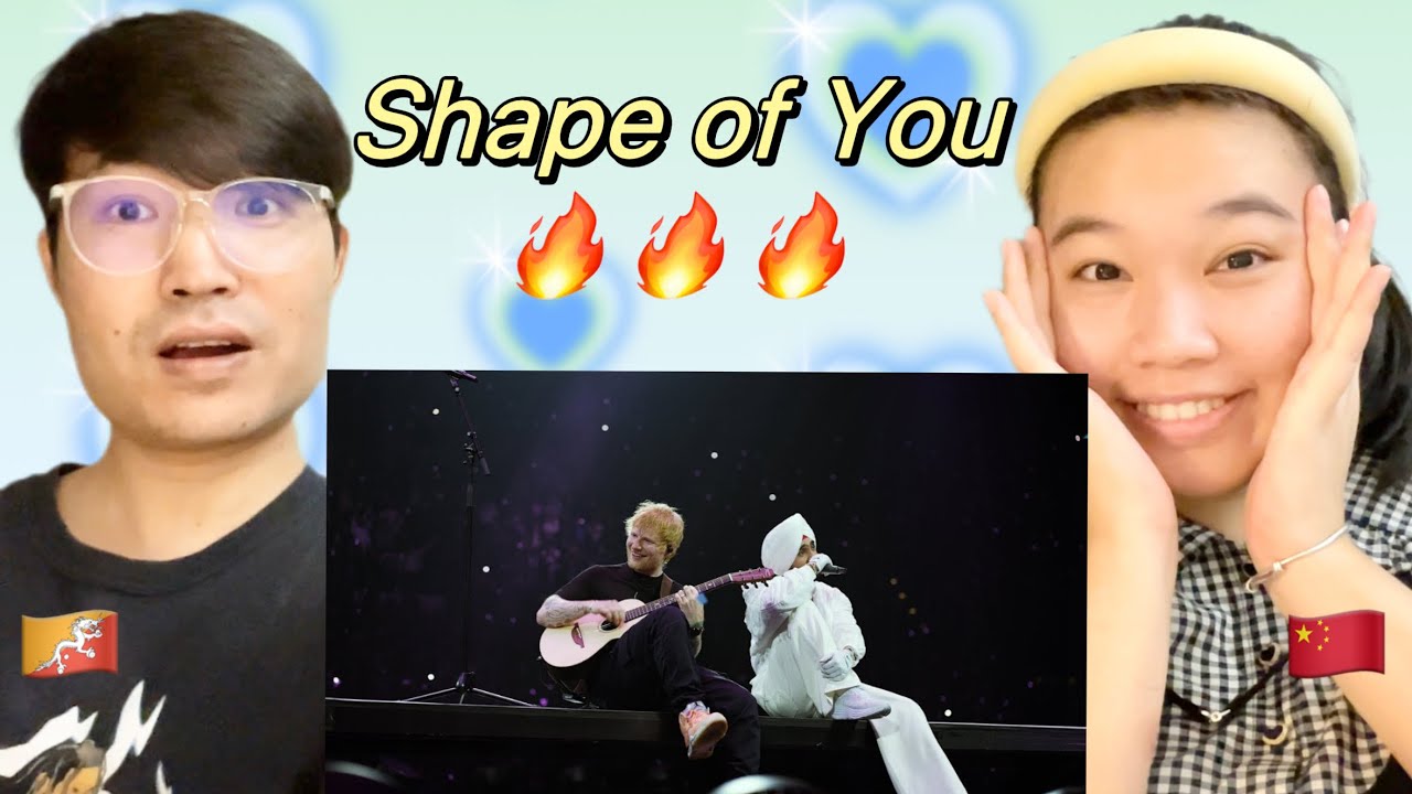 🇧🇹/🇨🇳 Реакция пары | Эд Ширан и Дилджит Досандж — Shape of You x Naina | Концерт в Бирмингеме, 2024