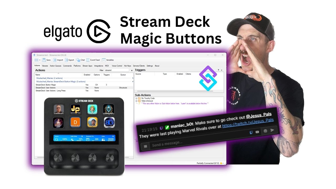 Stream Deck Buttons for User Actions with Streamer.bot
