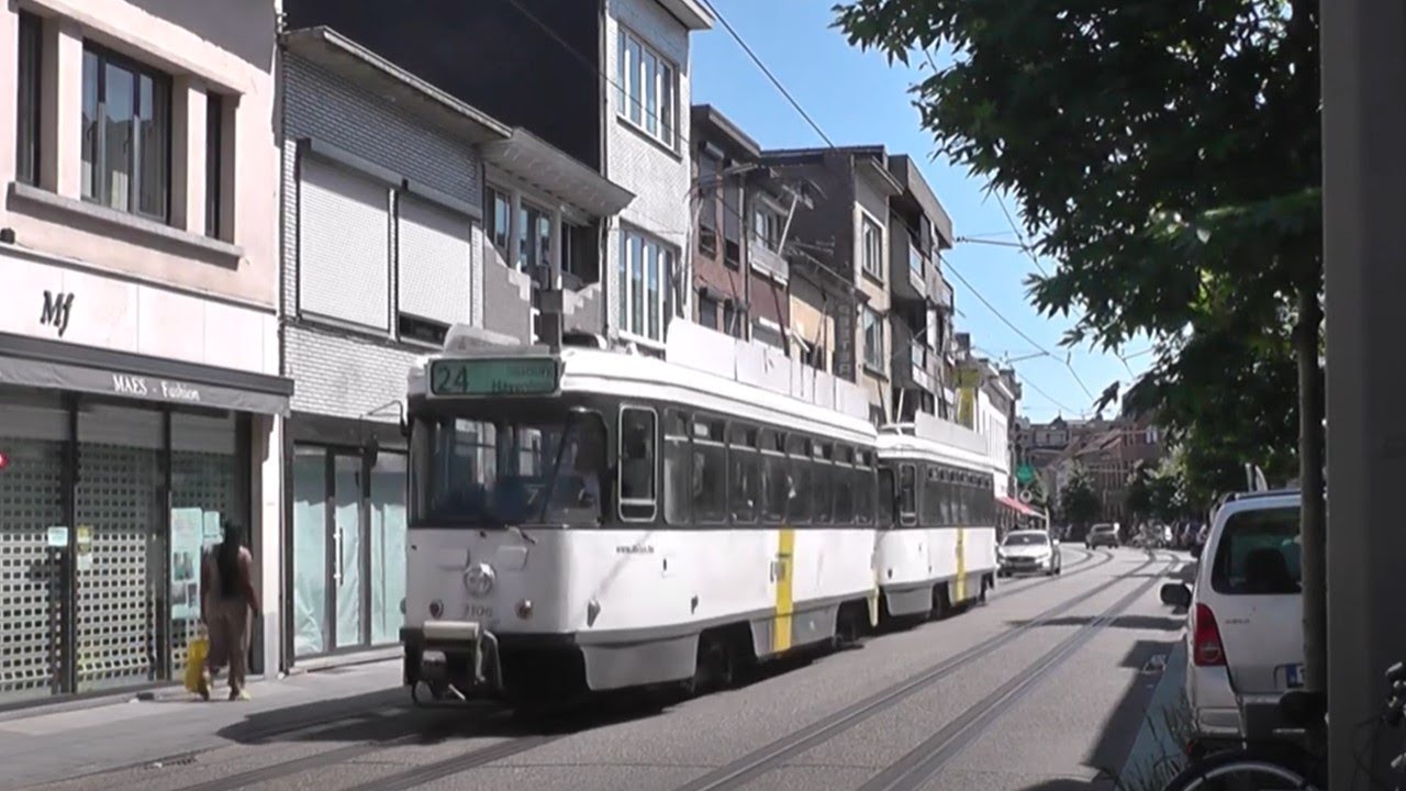 De Lijn Antwerpen tramlijn 24 route oude gekoppelde PCCs coupled old