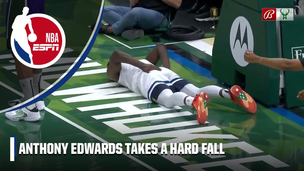 Anthony Edwards takes hard fall on his tailbone after a foul | NBA on ESPN