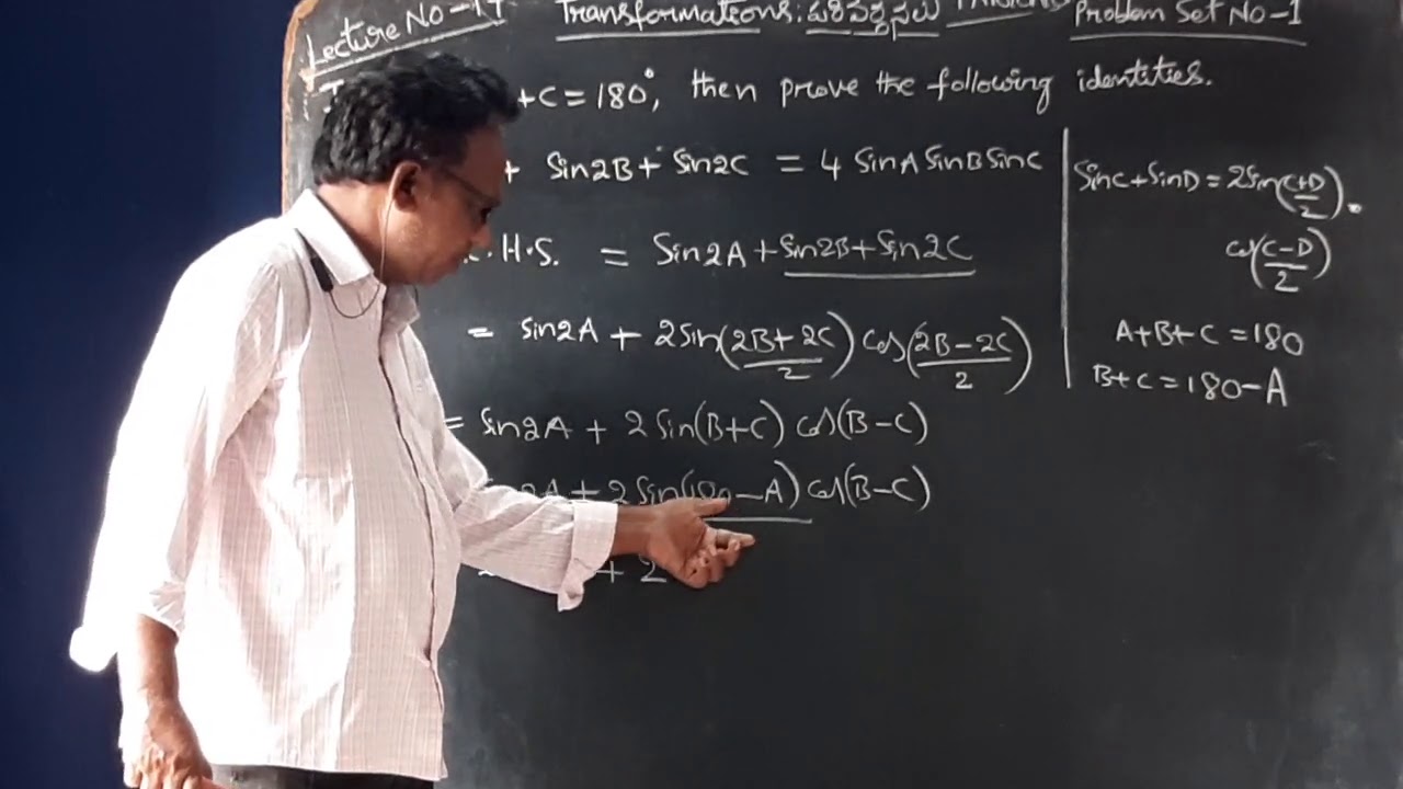 If A+B+C = 180° then prove the following identity:: Sin 2A + Sin2B+ + Sin2C =4SinASinBSinC