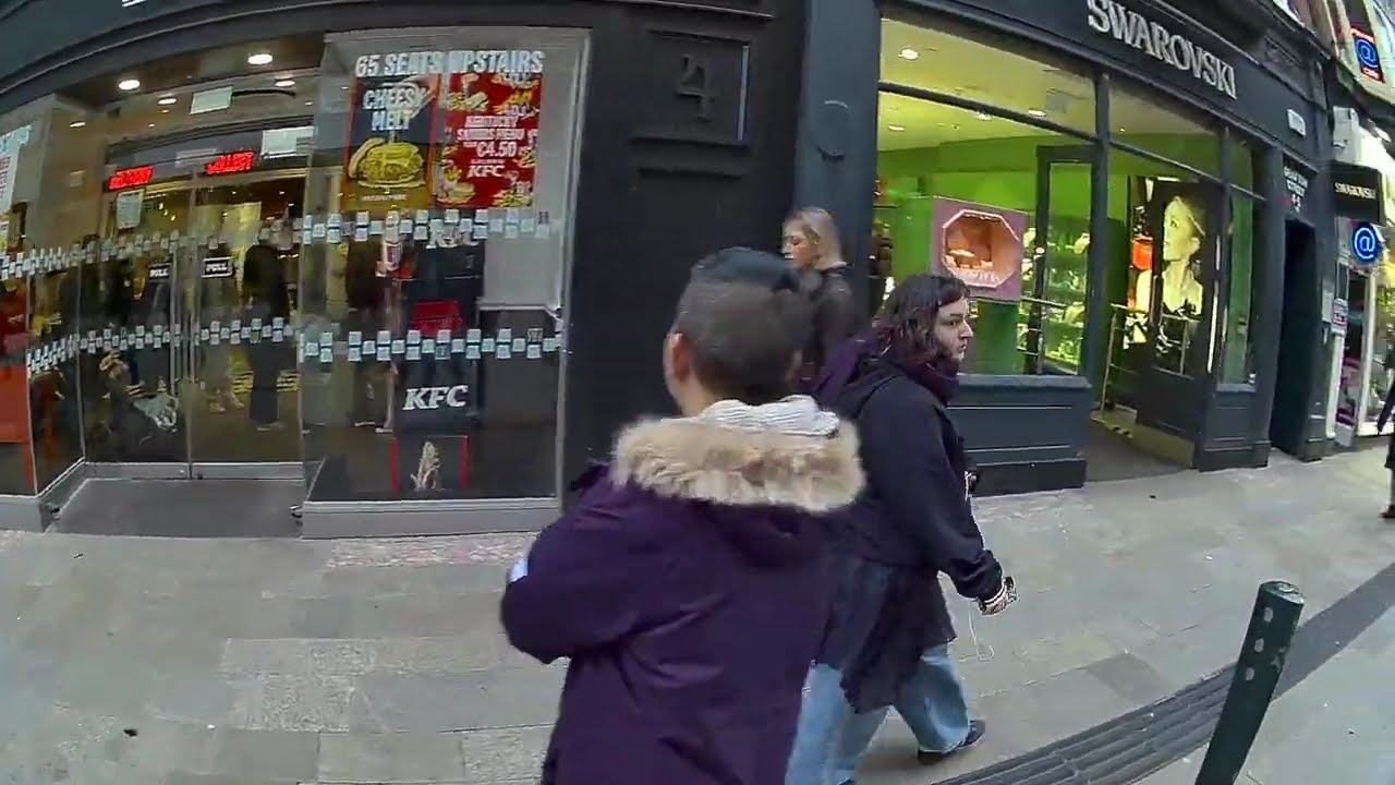 Blind pedestrian walking from Westmoreland Street to Grafton Street on 17.02.2026