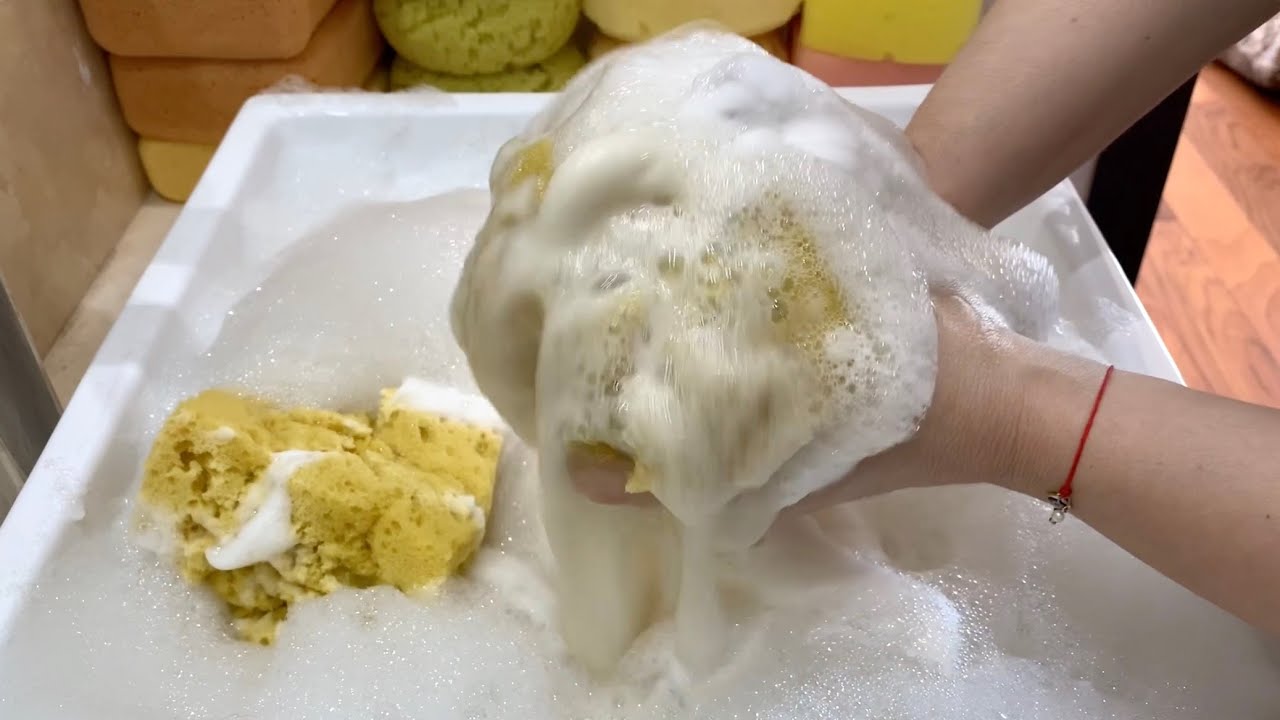 AMAZING CREAMY SUDS! with ♻ LavenPine💜🌲 Mix & Murphy's Oil🍯 - sponge ASMR