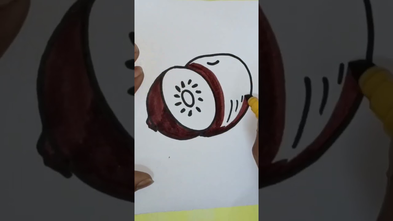 how to draw kiwi tutorial for kids /kiwi drawing tutorial/kiwi fruit drawing/fruit drawing
