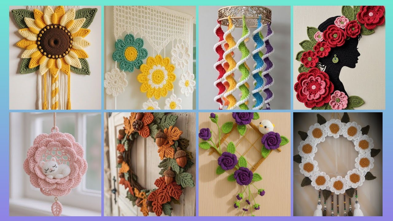 Charming different types of color scheme of crochet pattern of decorations wall hangingideas designs