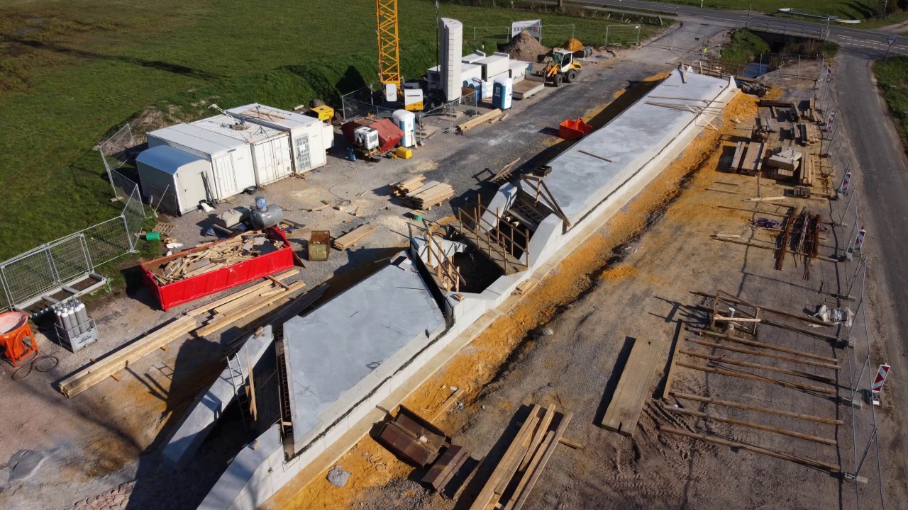 Baufortschritt an der Baustelle der B67 am 06.04.2020