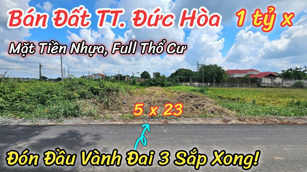 Kẹt Vốn Làm Ăn | Cần Bán Gấp Đất Mặt Tiền Nhựa Thị Trấn Đức Hòa, Long An Giá Rẻ