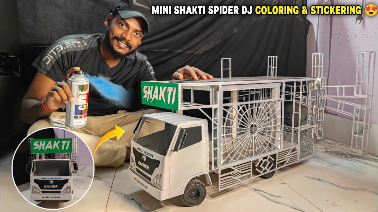 Mini SHAKTI SPIDER DJ COLORING & STICKERING 😍 (part-3)