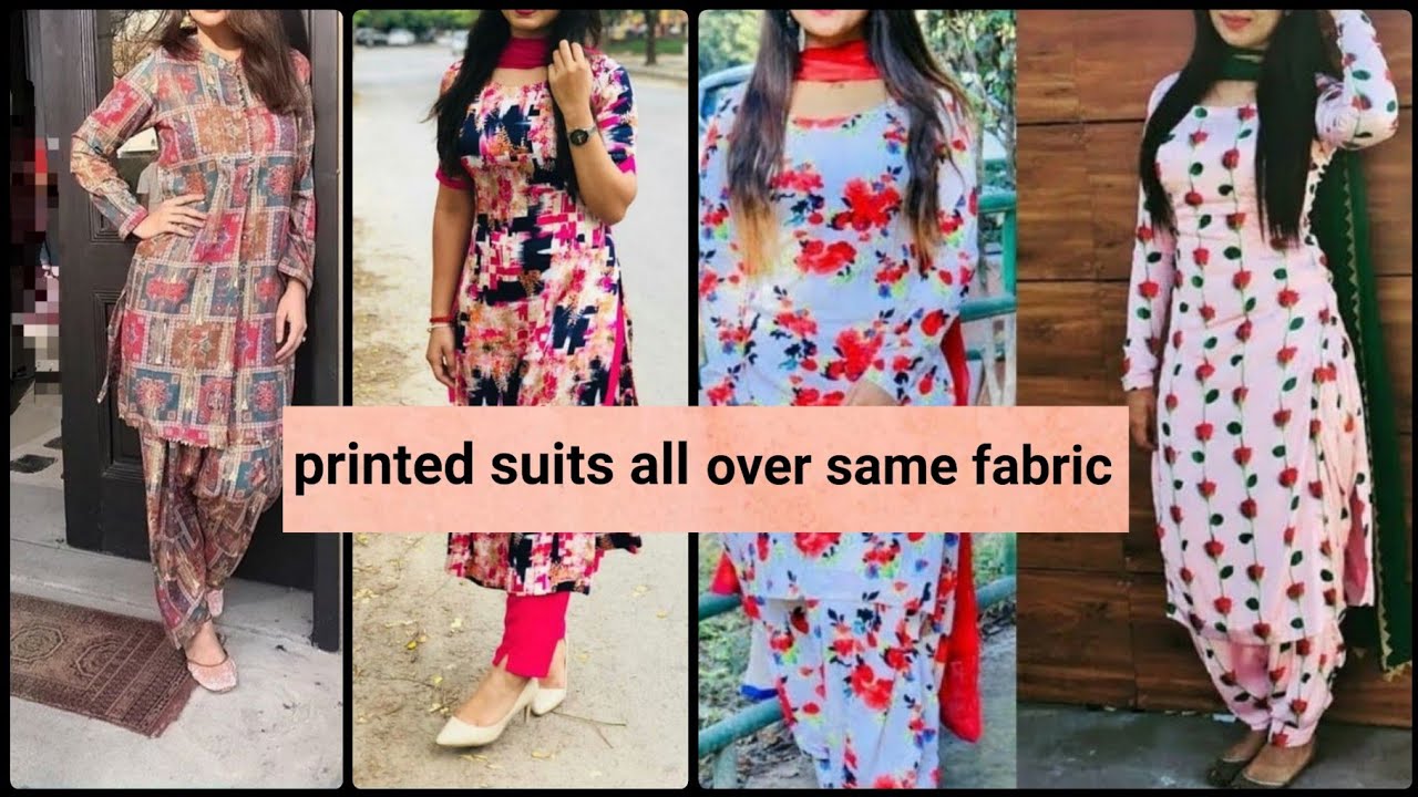 65+ printed salwar suit all over same fabric design||floral print suit design|#suits #kurtis
