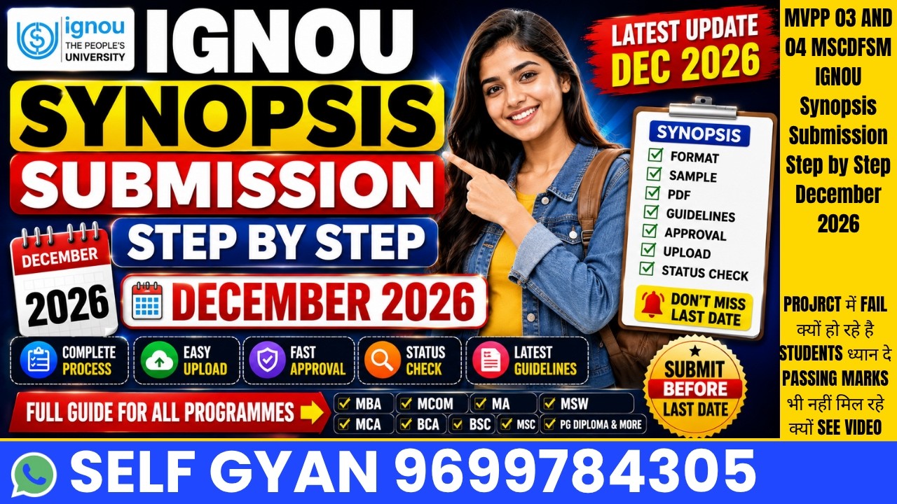 MVPP 03 & 04 MSCDFSM IGNOU Synopsis Submission Step by Step December 2026 | Complete Process