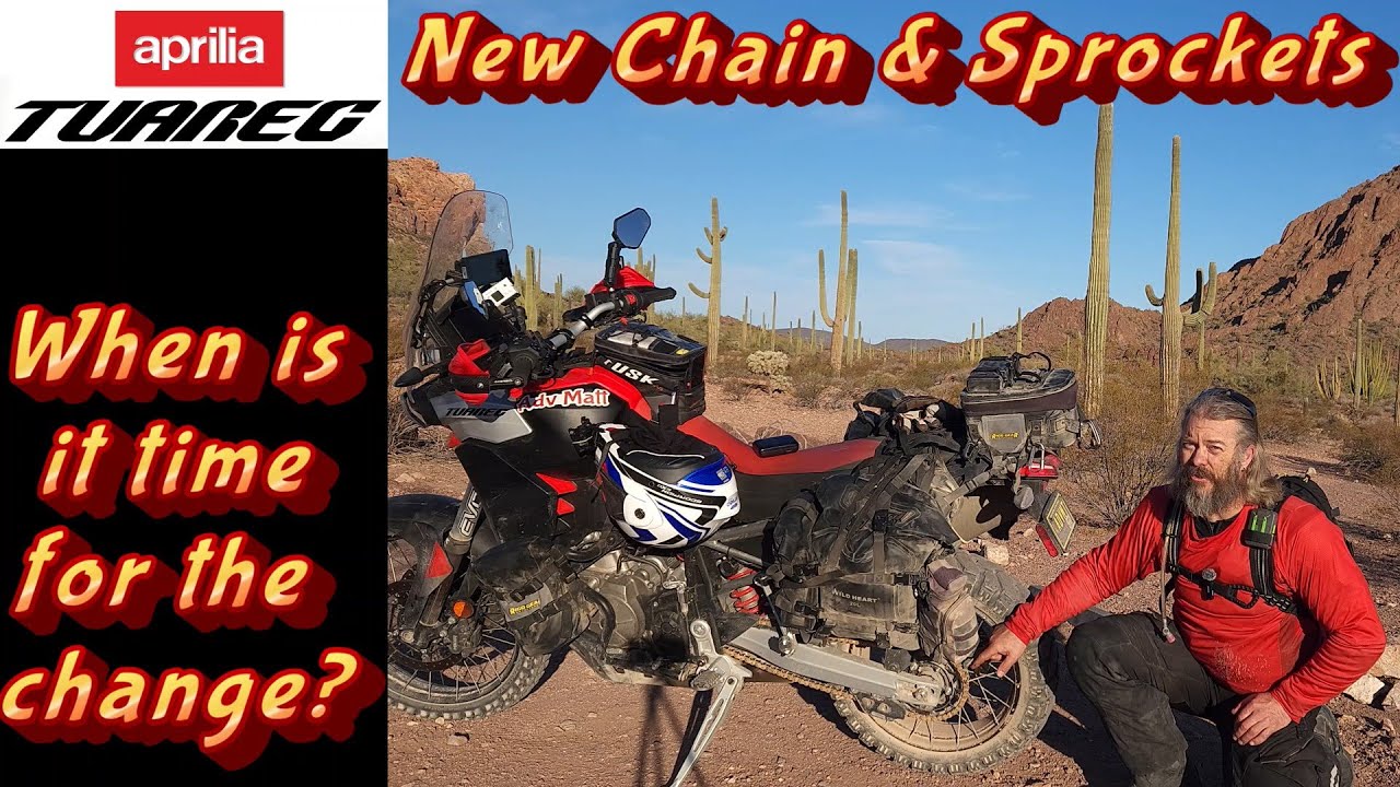 Aprilia Tuareg 660 chain and sprocket replacement at 14k miles.