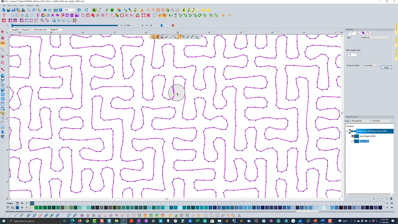 Adjusting Stipple Stitches in Floriani FTCU Software