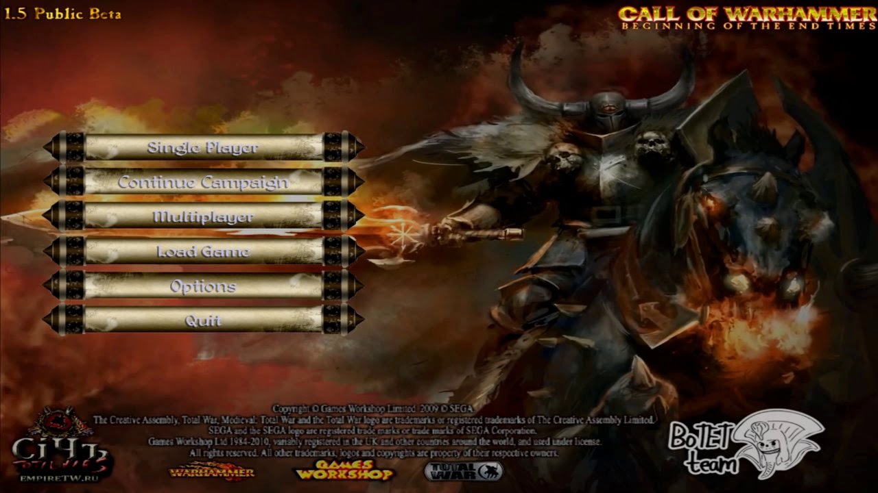 Call of Warhammer Beginning of The End Times Main Menu Theme