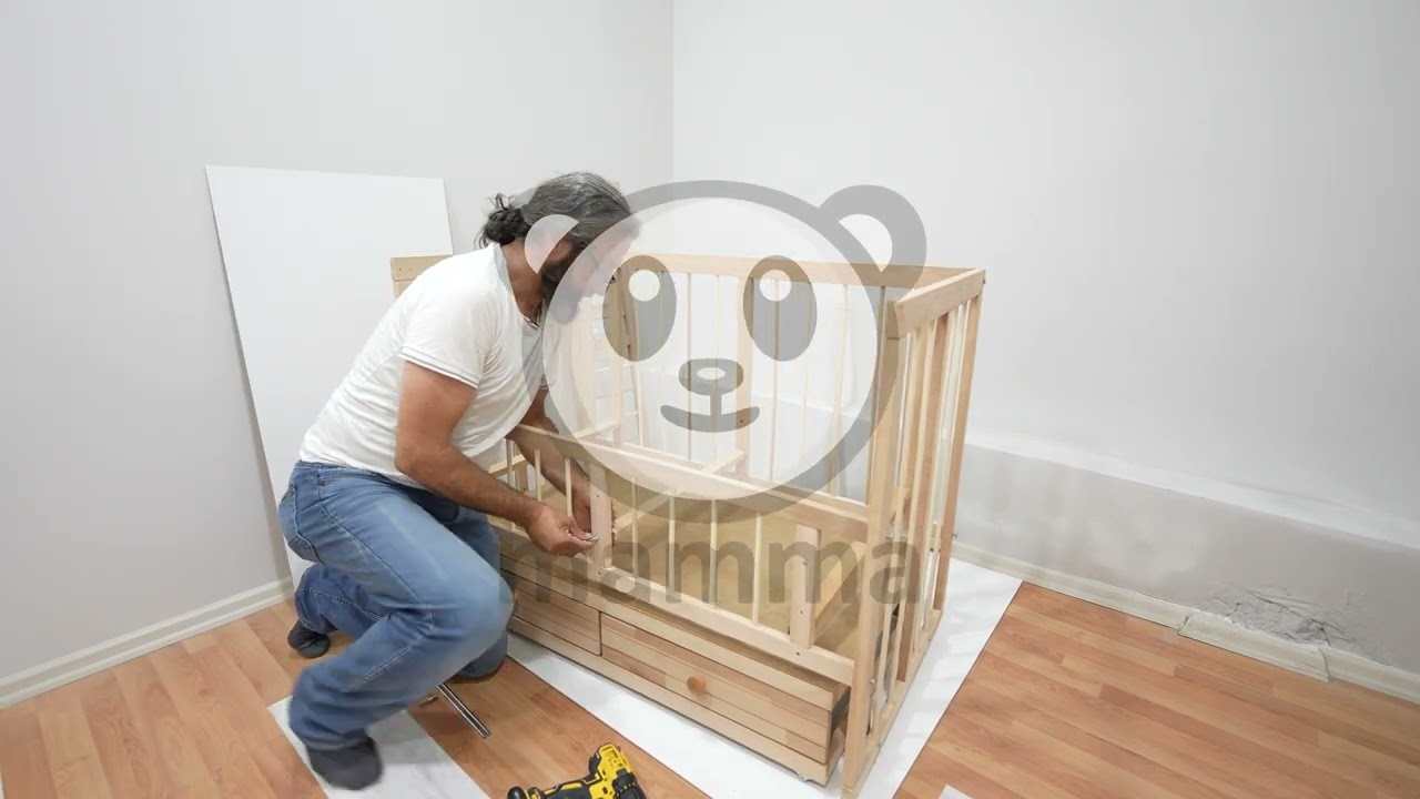 Mamma Zippy Plus Doğal Ağaç 3 Kademeli Çekmeceli Anne Yanı Beşik Kurulumu