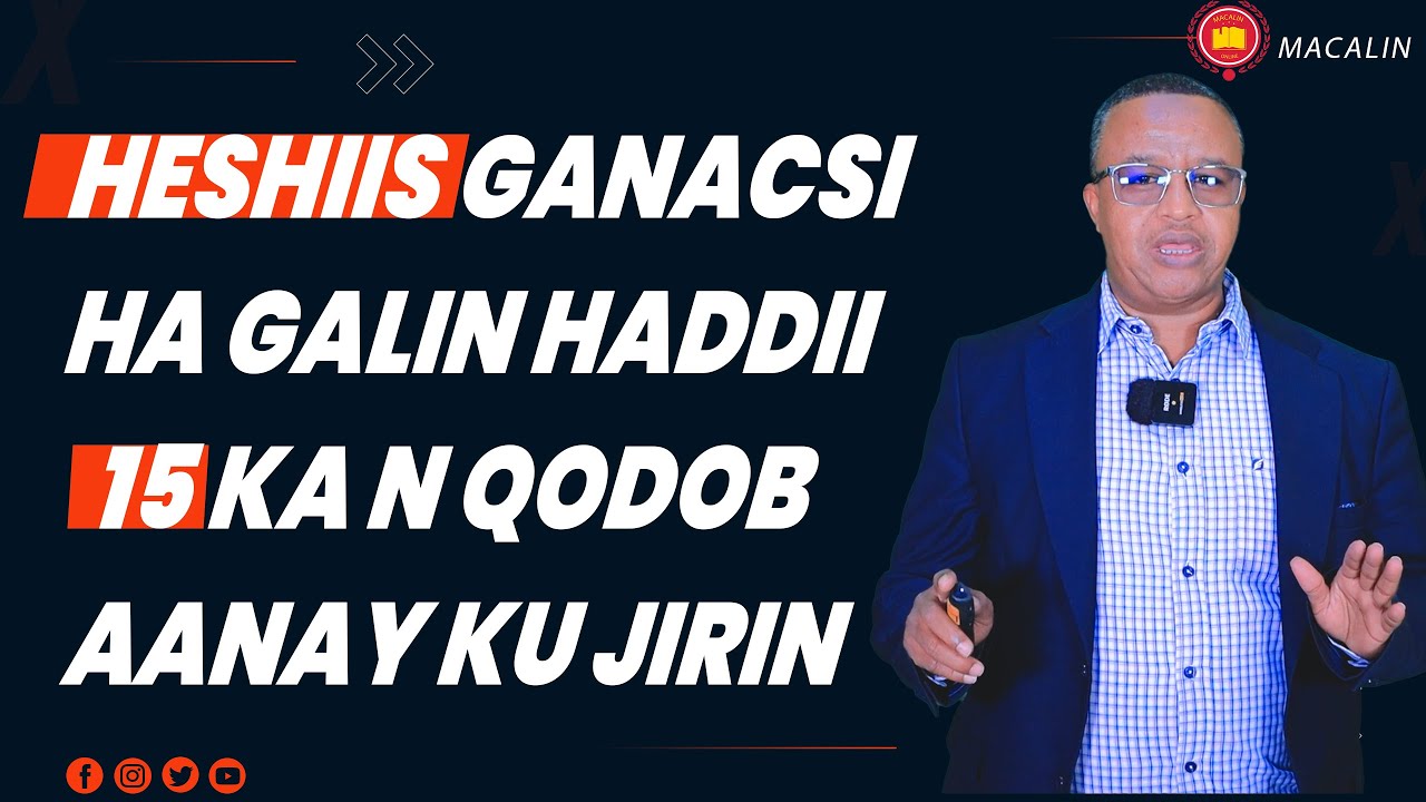 Heshiis ganacsi ha galin hadii 15 kan qodob aanay ku jirin.