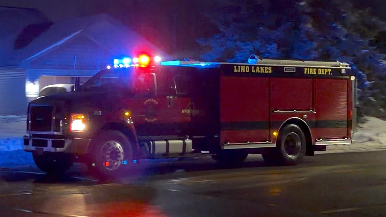 Lino Lakes Fire Department • Engine 4 and PD Responding for a Fire Alarm • 1/6/26
