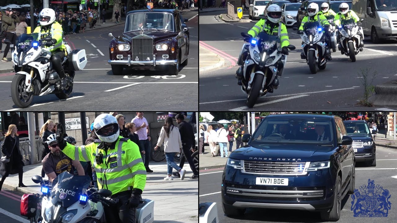 King Charles III, Prince William + Princess Kate Convoy - Specialist Police Escort