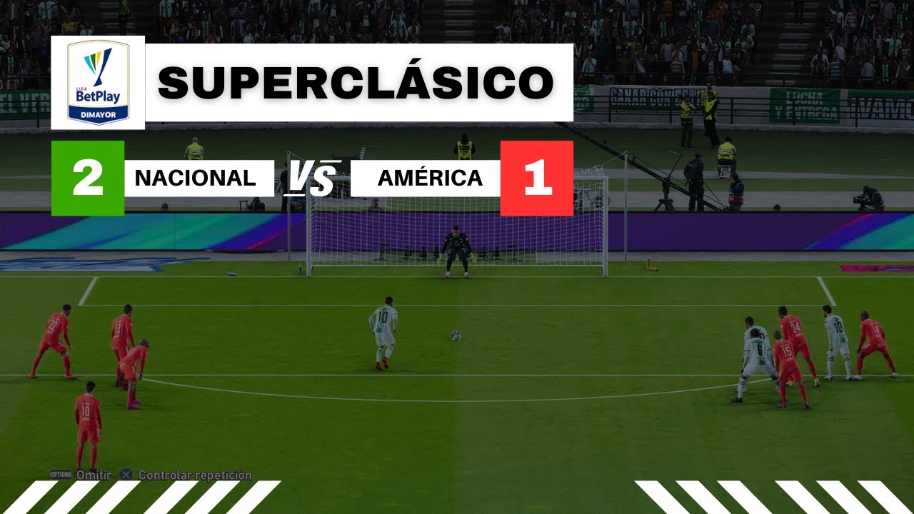 Atlético Nacional vs América de Cali (2-1) | SIMULACIÓN REALISTA PES 2021 | Liga BetPlay 2026-I