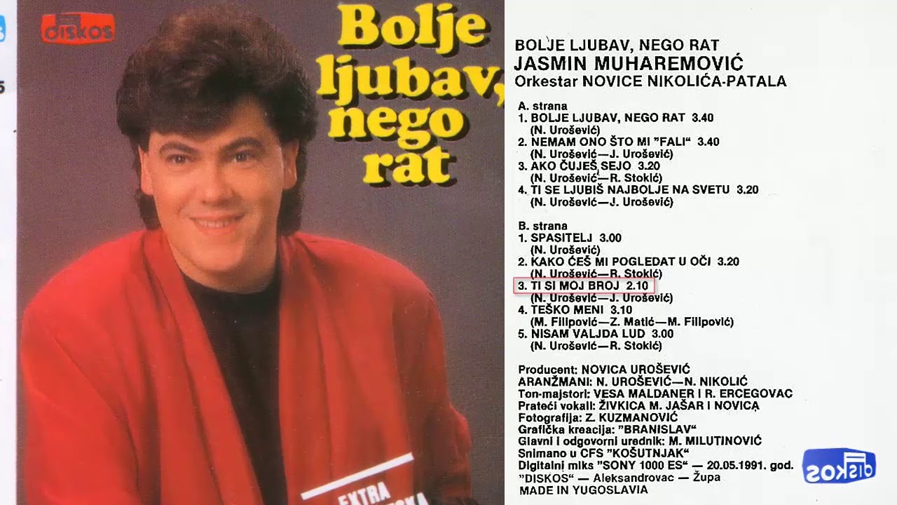 Jasmin Muharemovic - Ti si moj broj - (Audio 1991)