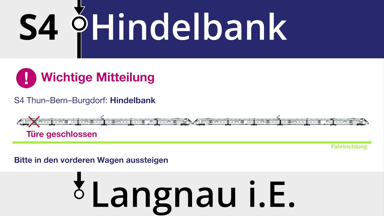 BLS Ansage • Hindelbank, bitte weiter vorne aussteigen (Perron zu kurz)