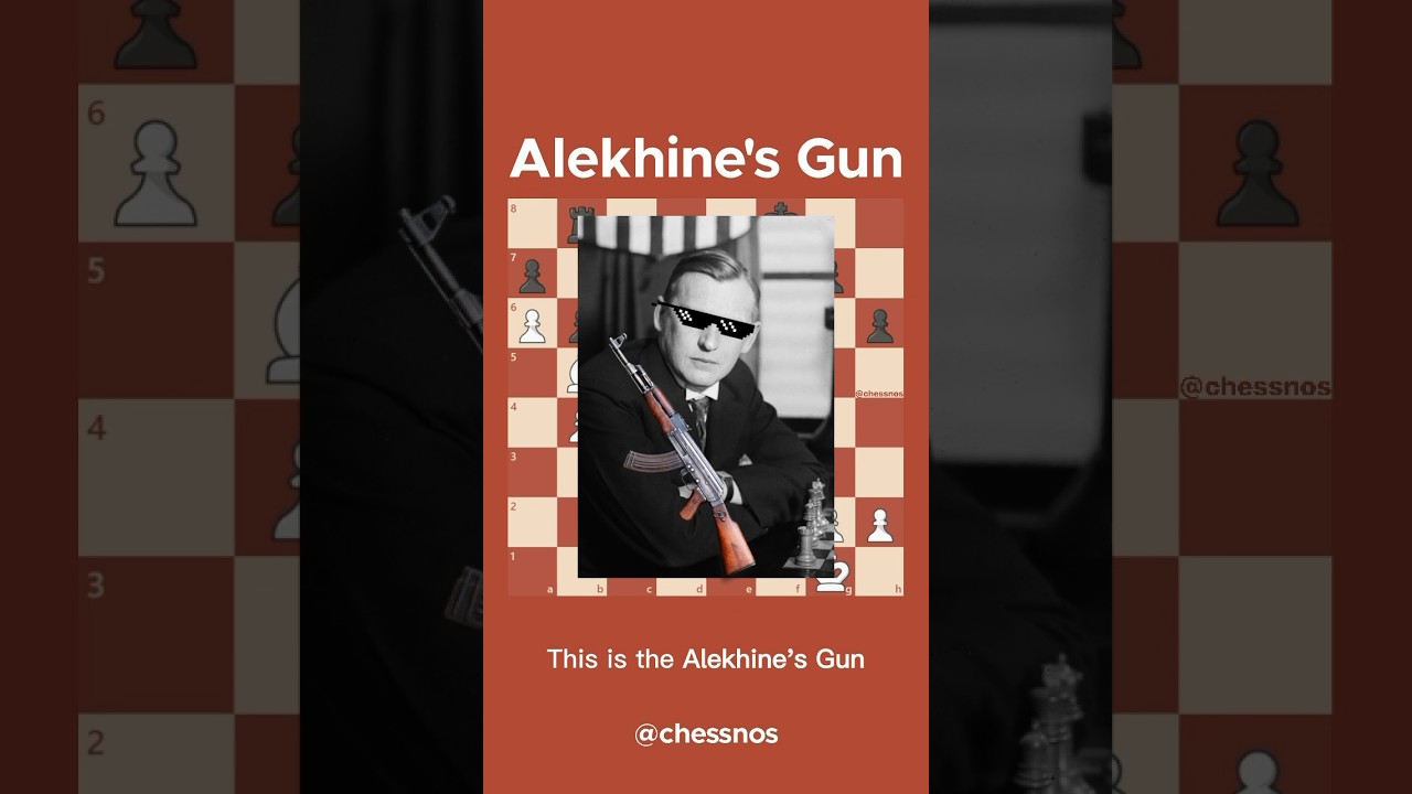 ♟️Alekhine&rsquo;s Gun!🔫🔥 #chess #chesstactics #chessmemes