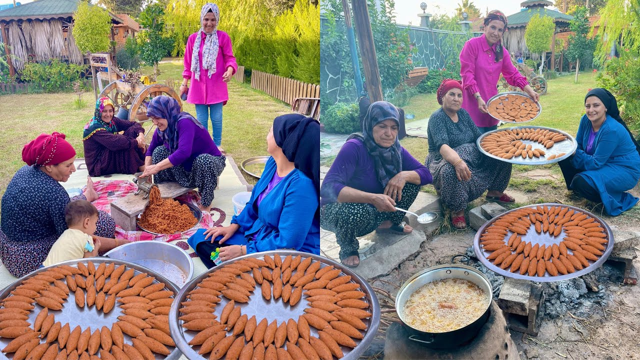 KÖY EVİMİZDE YEMEK DAVETİ 😍 TEPSİ TEPSİ ODUN ATEŞİNDE KUZU ETİ ABLAM ENİŞTEM GELDİ