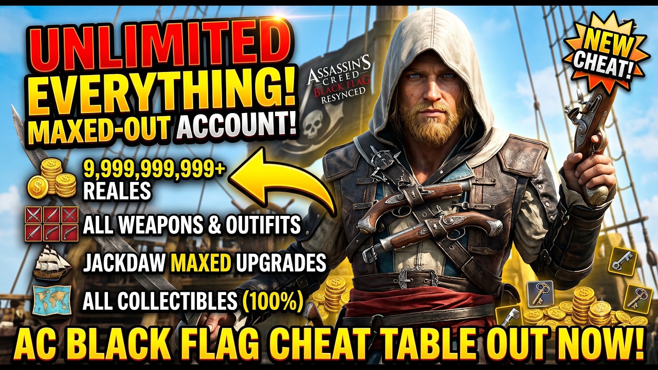 🏴&zwj;☠️ THE OFFICIAL AC BLACK FLAG RESYNCED CHEAT TABLE! (UNLIMITED Reales, MAX Account!)