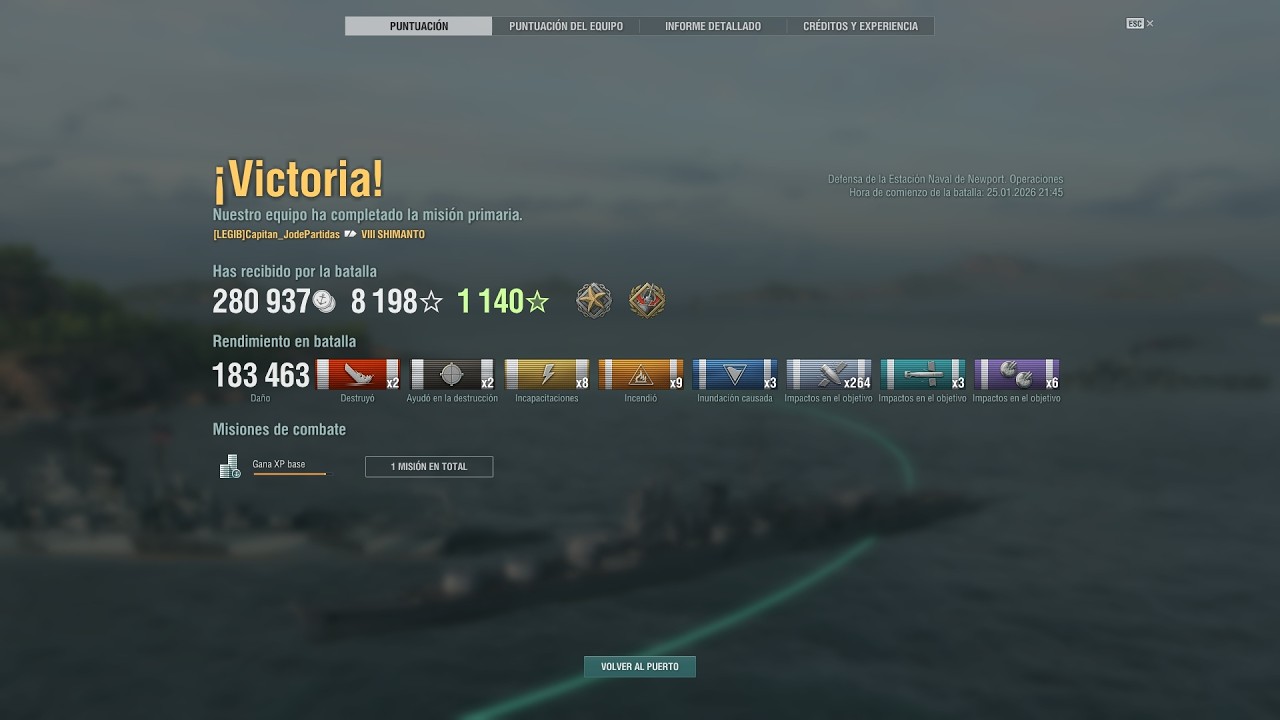 World of Warships. Shimanto. En solitario en Defensa de la Estación Naval de Newport.
