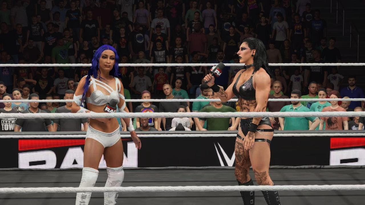 WWE 2K25 Rhea and Sasha confrontation - RAW
