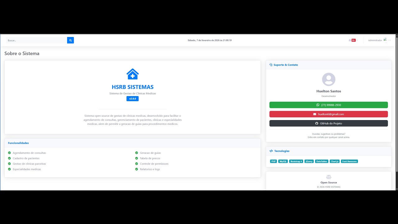Sistema Completo em PHP e MySQL para Clínica | Projeto Web Open Source no GitHub