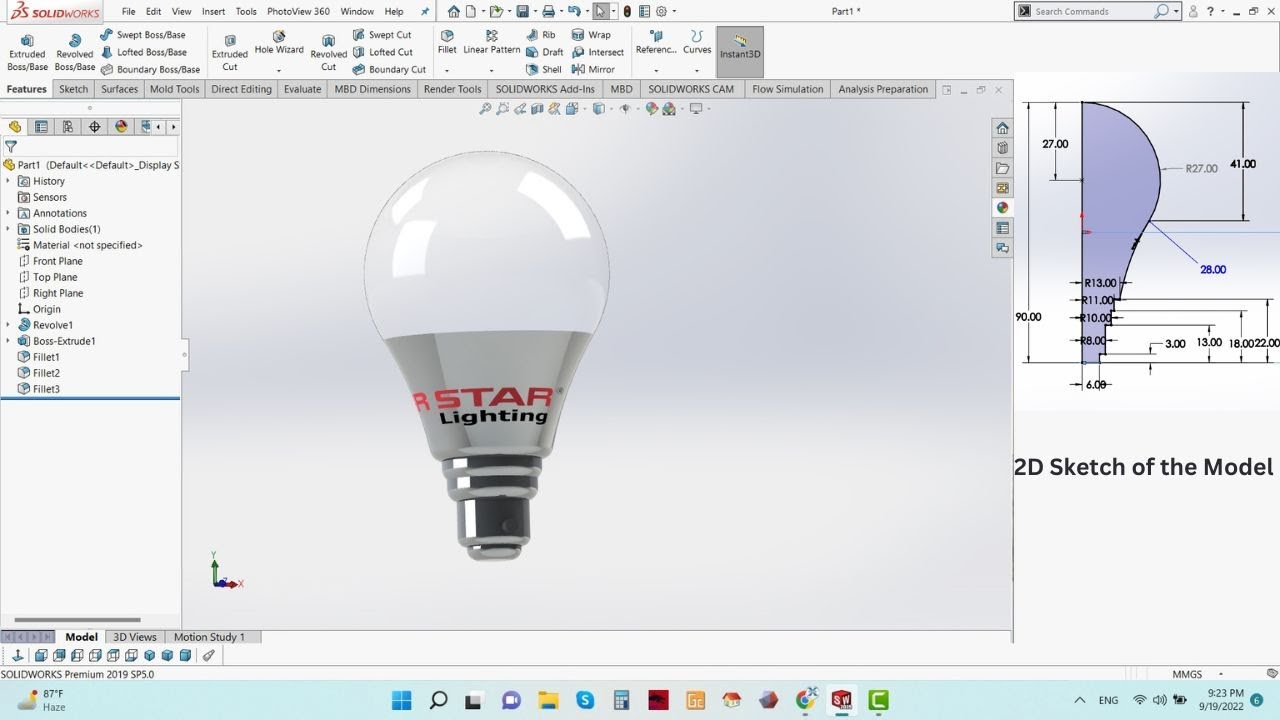 SolidWorks Tutorial | Design of LED Lamp/Bulb in SolidWorks