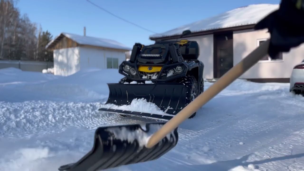 BRP + rival. Чистим снег на квадроцикле. Зачем нужен отвал для квадрика?