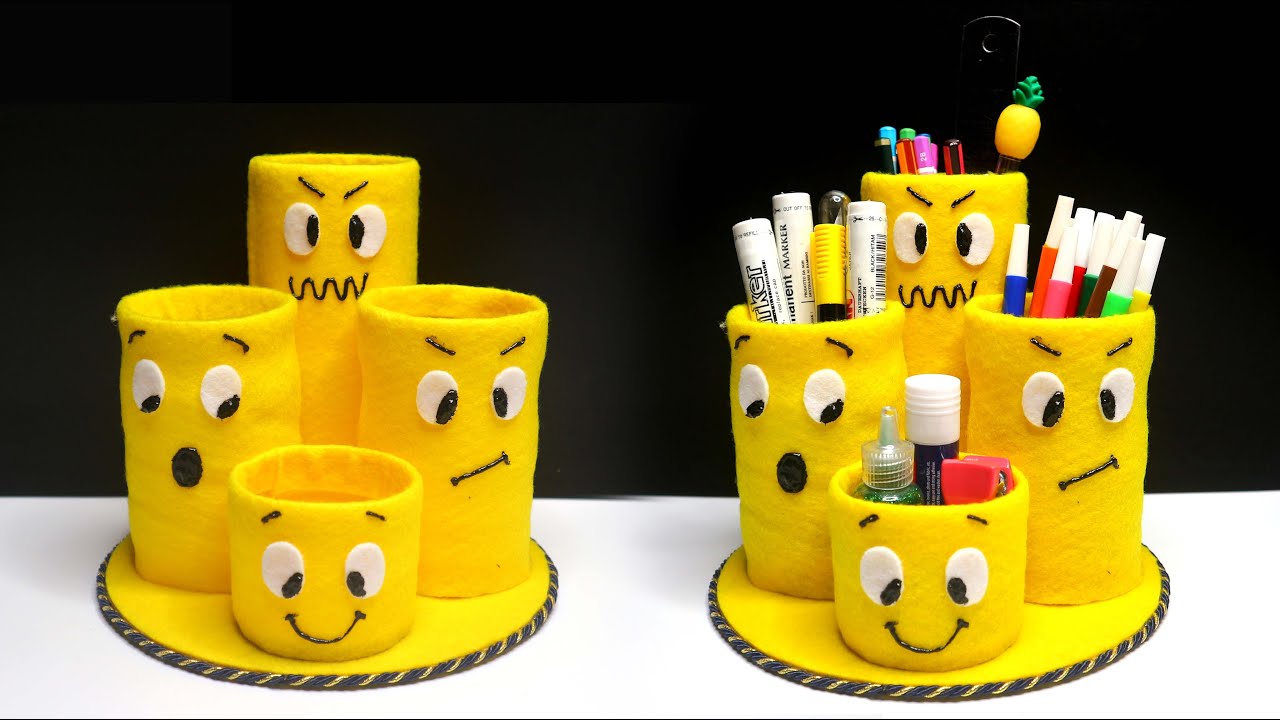 Tutorial Tempat Pensil Emoji dari Botol Plastik Bekas | Ide kreatif botol bekas Aqua 600 ml