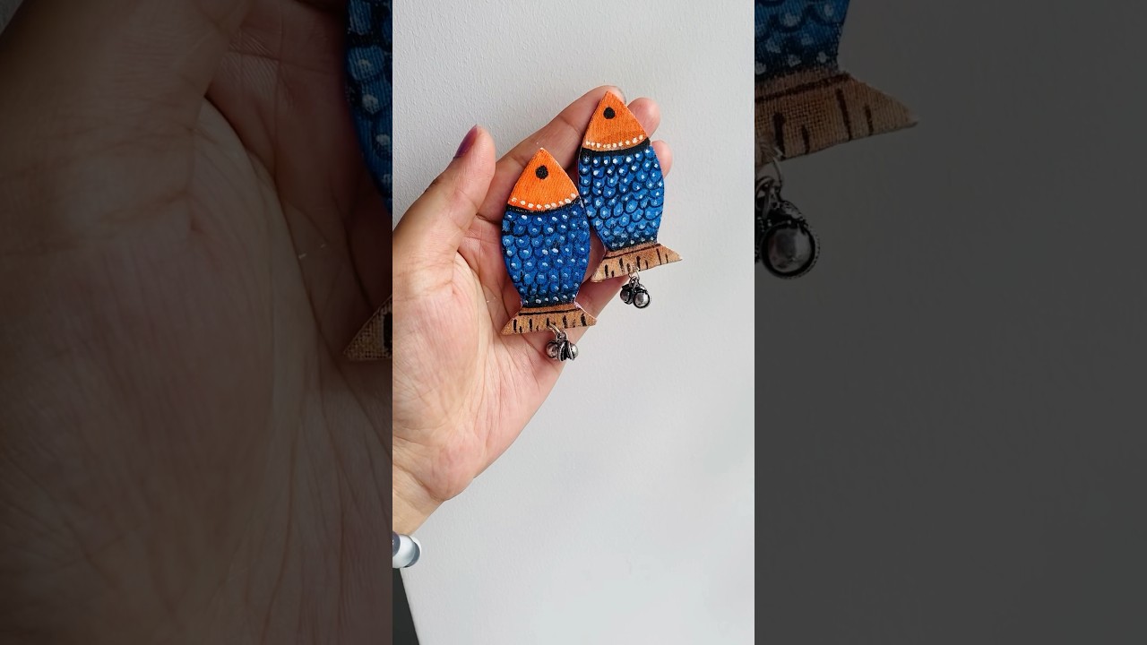 Fabric Earrings making 🧡💙 #handmadejewelry #diy #jewellerymaking #shortsvideo #shorts