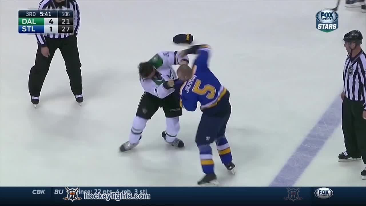 Antoine Roussel vs Barret Jackman Feb 17, 2015