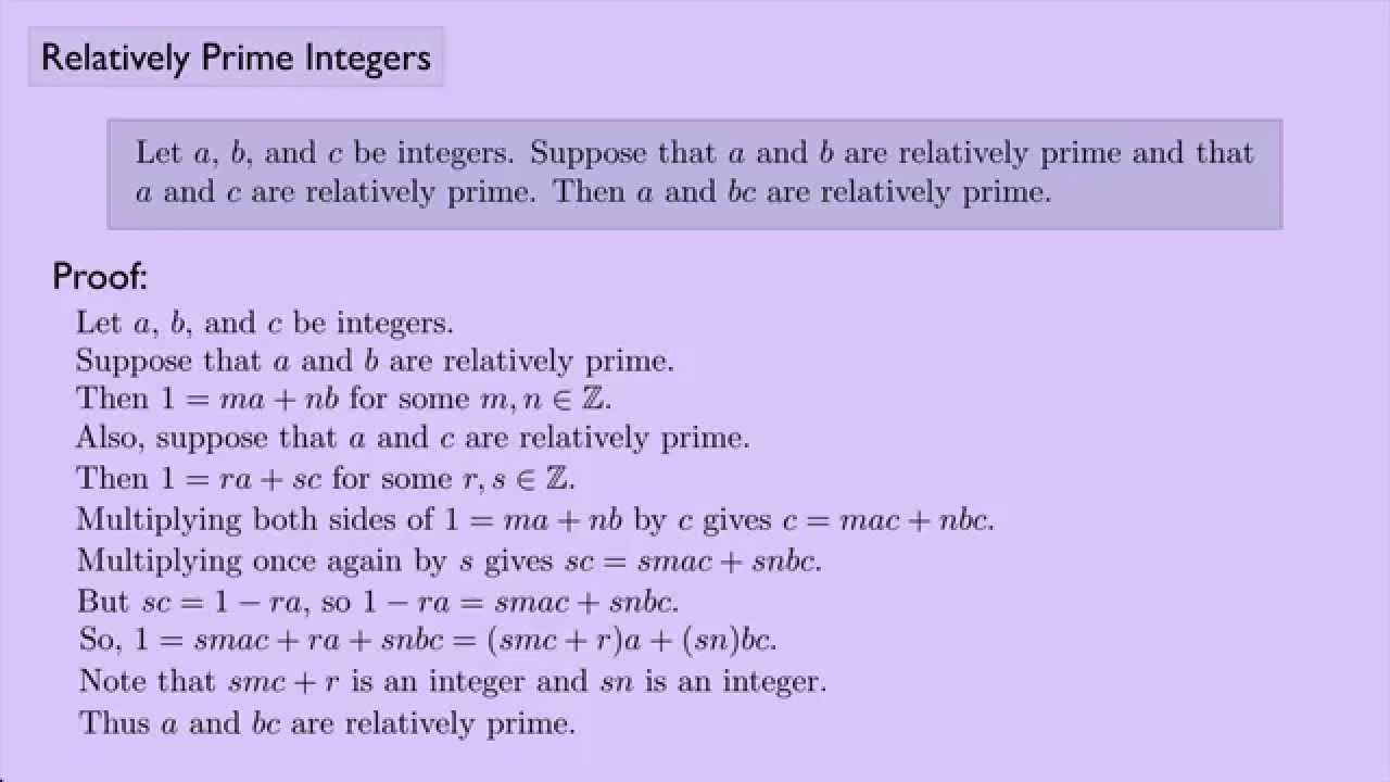 (Abstract Algebra 1) Relatively Prime Integers