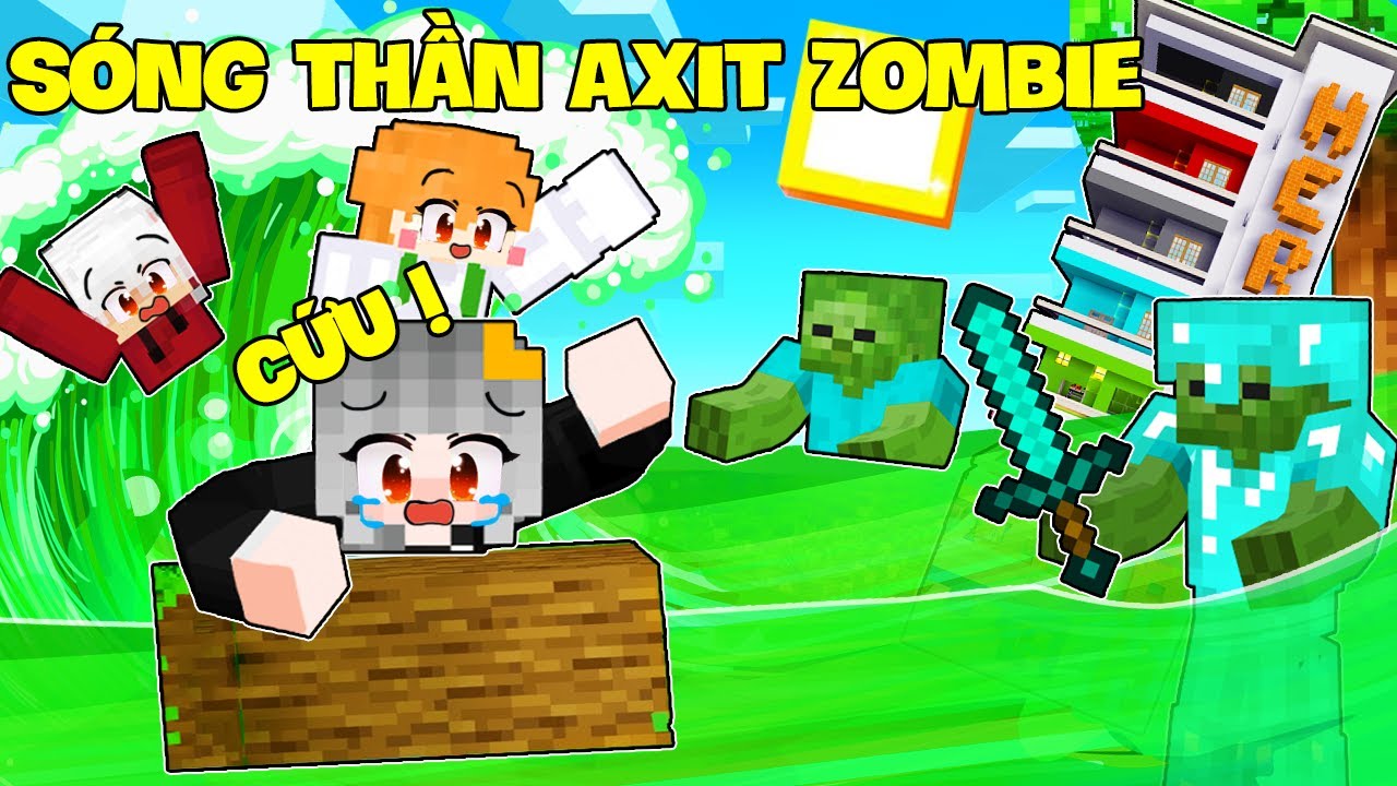 SAMMY THỬ THÁCH 24H THOÁT KHỎI SÓNG THẦN AXIT ZOMBIE TRONG LÀNG HERO TEAM MINECRAFT