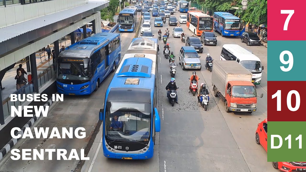 Transjakarta Bus Compulation in New Cawang Sentral Shelter
