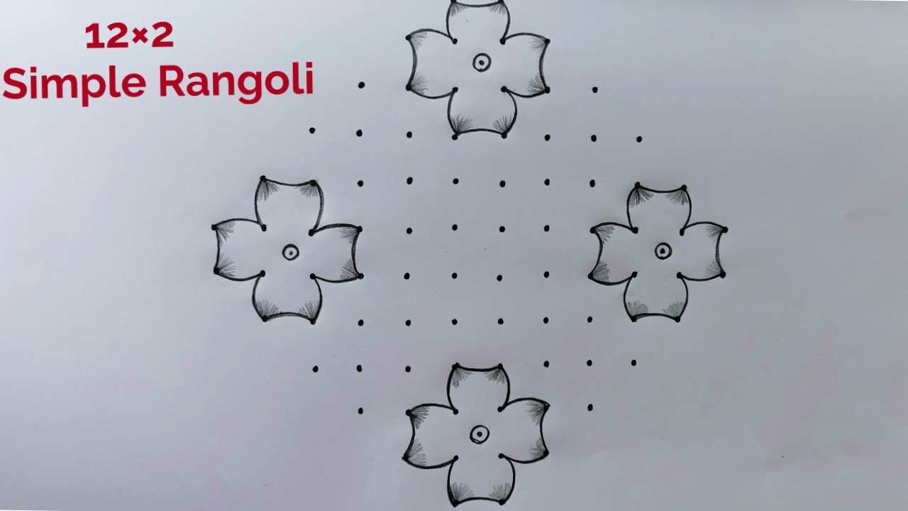 Simple and Easy Rangoli Design 12×2 🌺 12 Dot Ugadi Muggulu 🌺 Ugadi Rangoli Design 🌺 Pandaga Muggulu