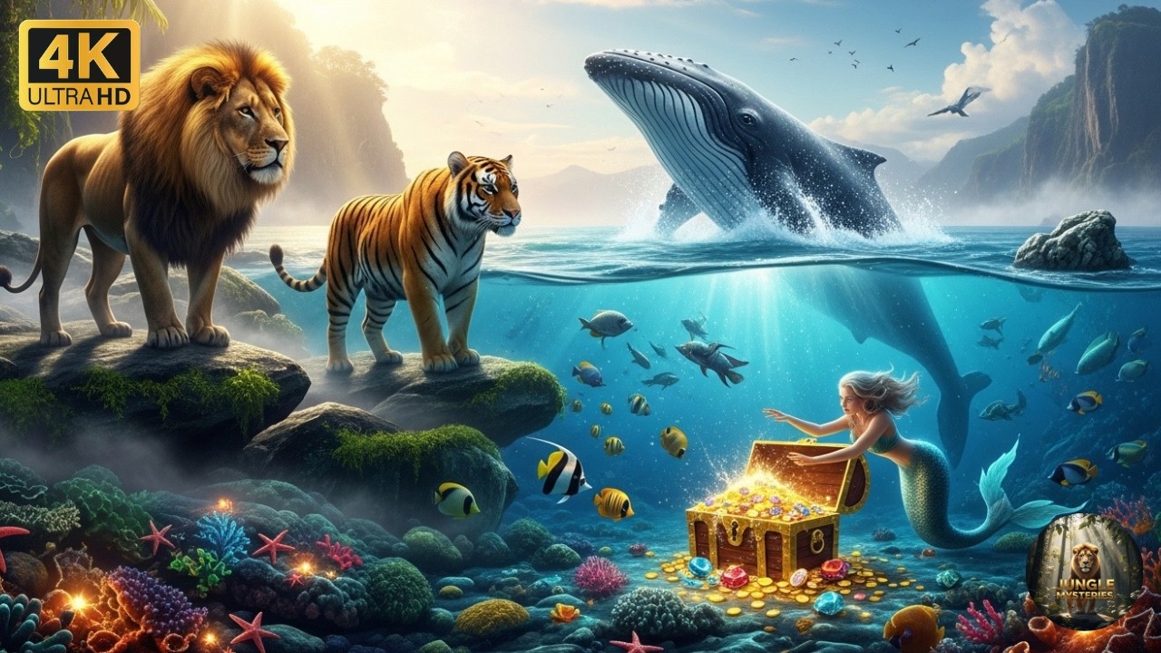 Epic Jungle & Ocean Adventure Lion, Tiger, Mermaid & Hidden Treasure (4K)