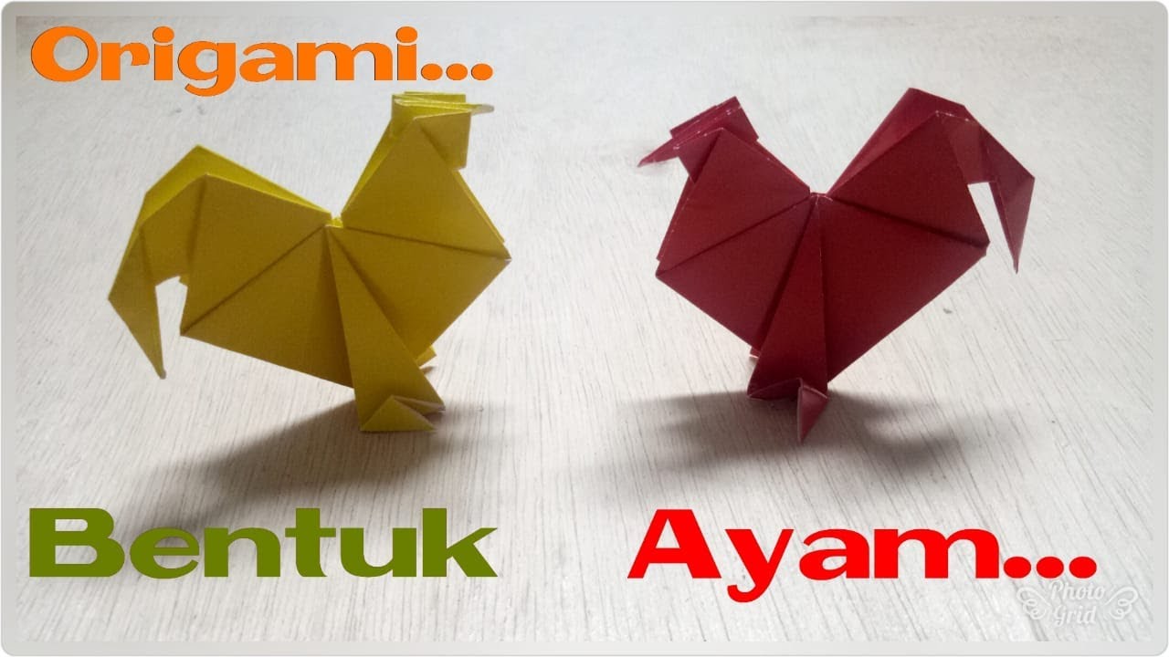 cara membuat origami ayam