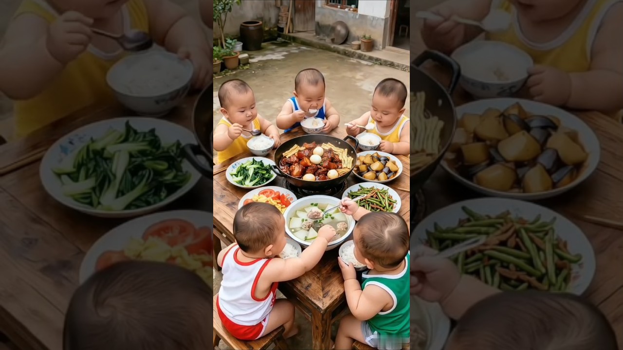 asmr eating challenge in little cute babies 
