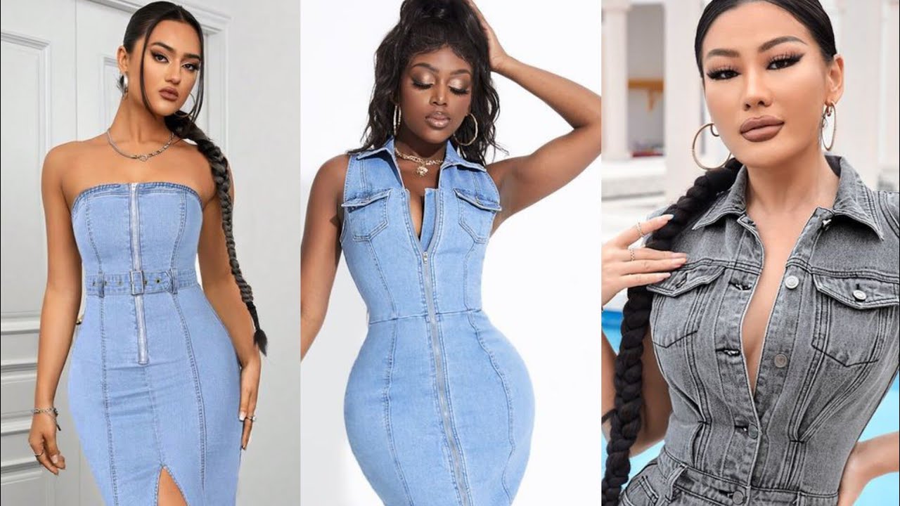 Latest Denim dresses for ladies; Elegant Denim gowns 2025
