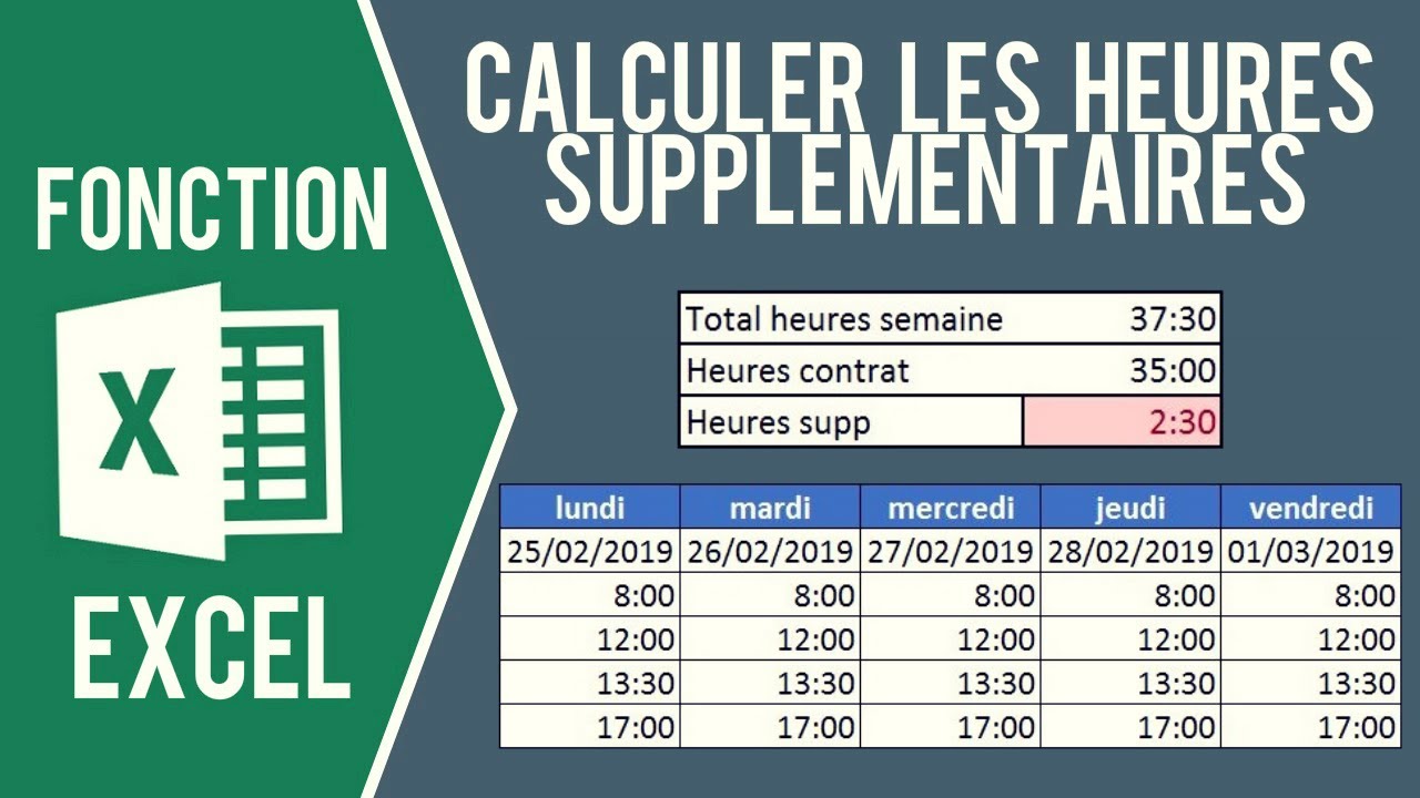 EXCEL - CALCULER LES HEURES DE TRAVAIL (et heures suppl&eacute;mentaires)