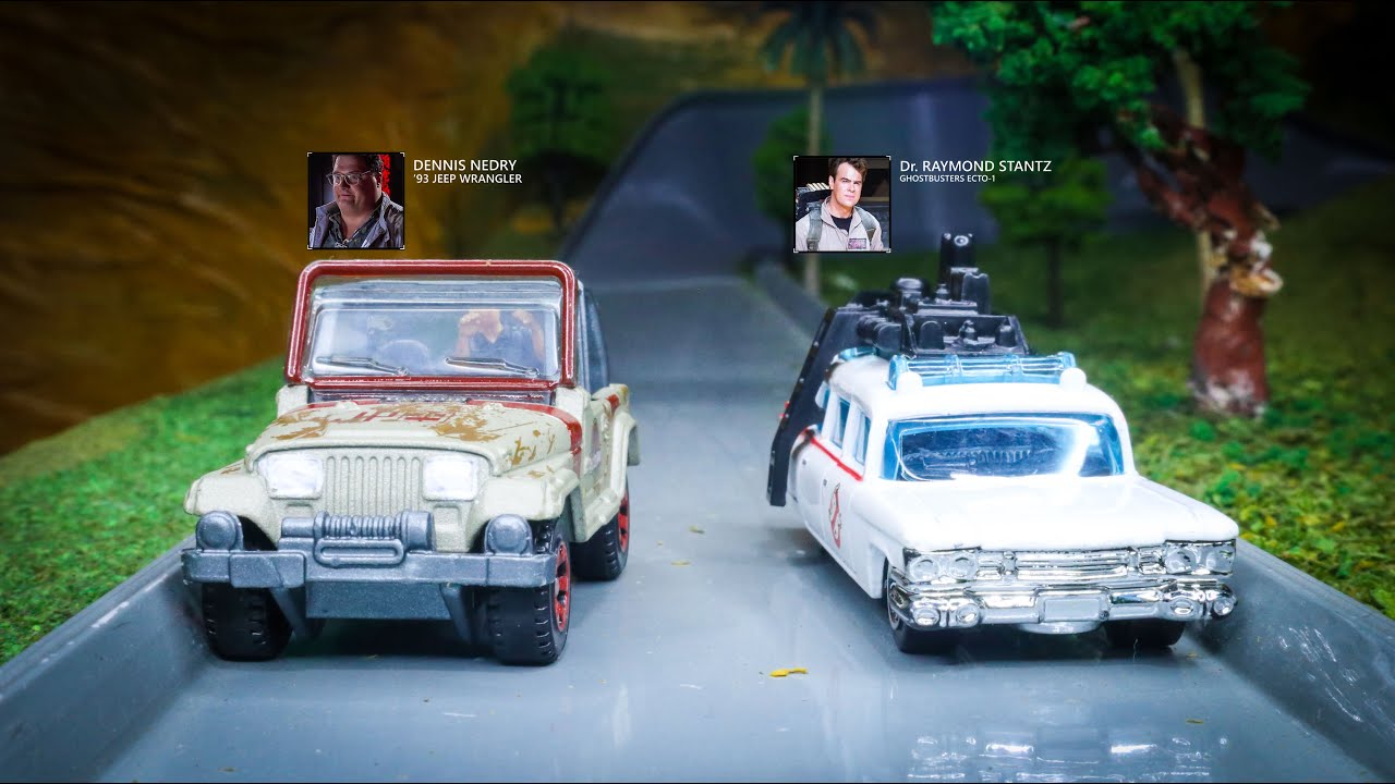 Jurassic Park Jeep Wrangler VS Ghostbusters Ecto 1 | Movie Car Tournament